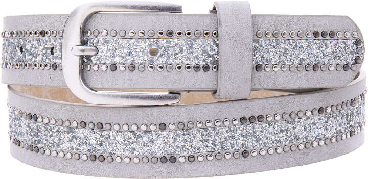 KANTRIE PU Gürtel mit Glitzer, grau